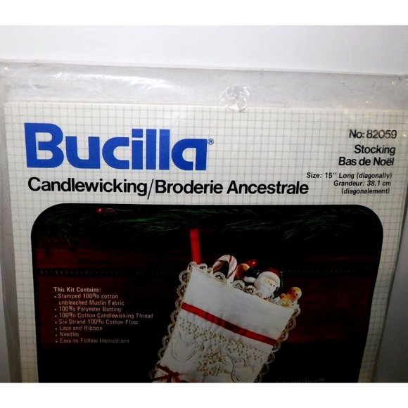 VTG Bucilla Christmas Candlewicking Stocking 82059 ANGEL New 15" - Picture 4 of 6